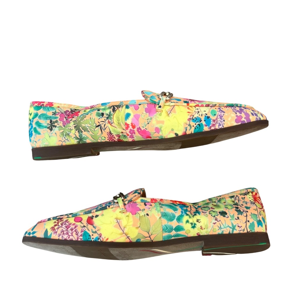 Franco Sarto Berola3 Womens Floral Fabric Loafers Gold Chain Multi Color 11M - Picture 10 of 12